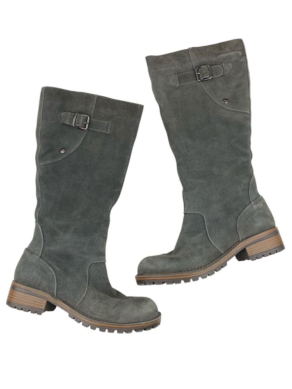 Kenneth Cole Reaction Tough Get Going Tall Boots Grey Suede Zipper Women's 8
